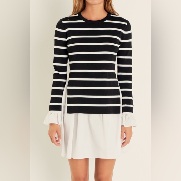 Nwt Anthropologie x English Factory 
Poplin Combo Knit Mini‎ Dress - Picture 2 of 9